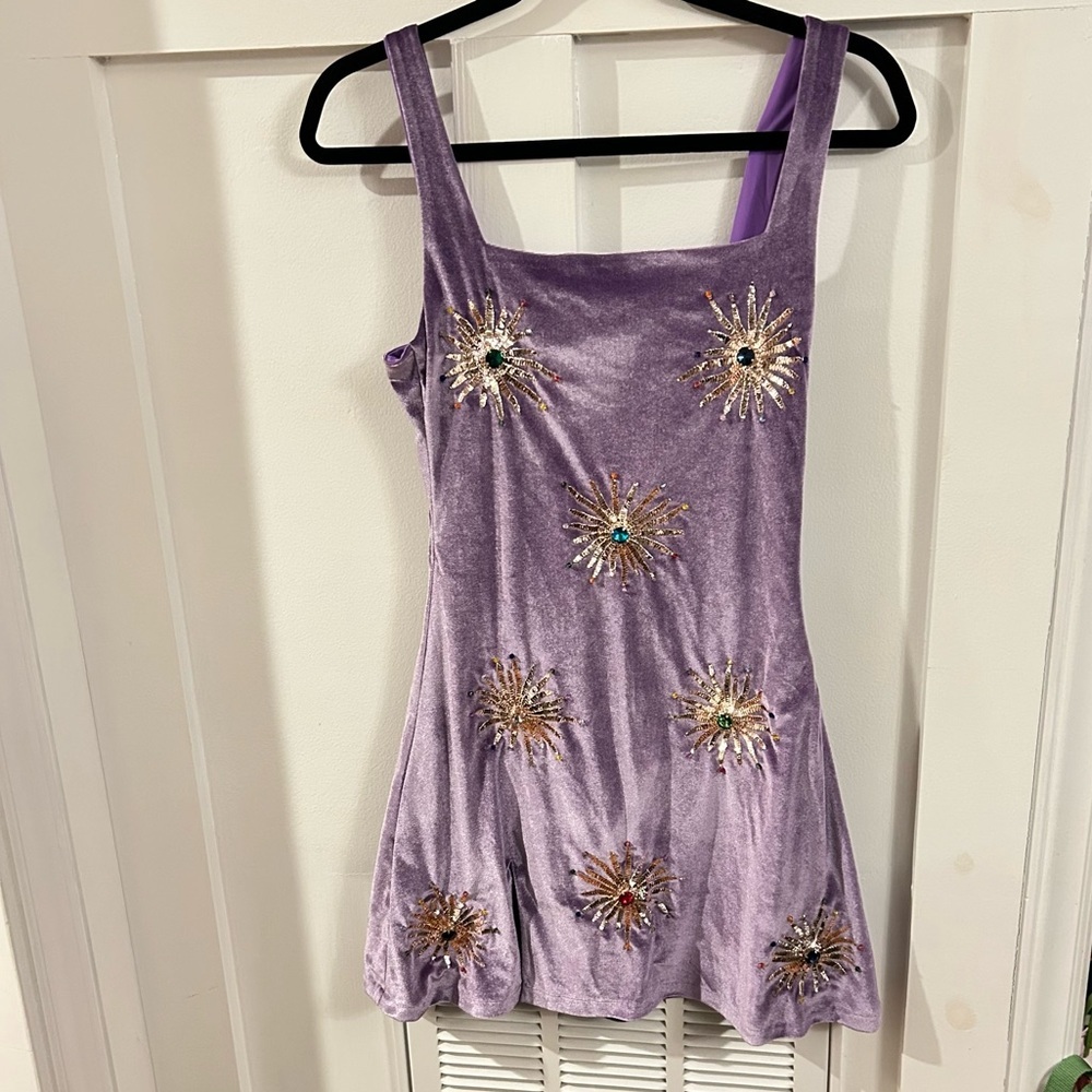 NEW OCEANUS SWIMWEAR callie velvet mini dress in lilac - Picture 2 of 8